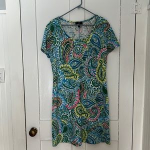 Ronni Nicole Cap Sleeved Dress Bright Colors Large